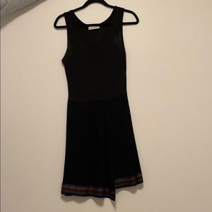 Black Sandro Dress with slit leg and rainbow hem